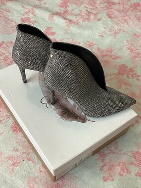 Jessica Simpson Silver Crystal Pointed-Toe Ankle Booties